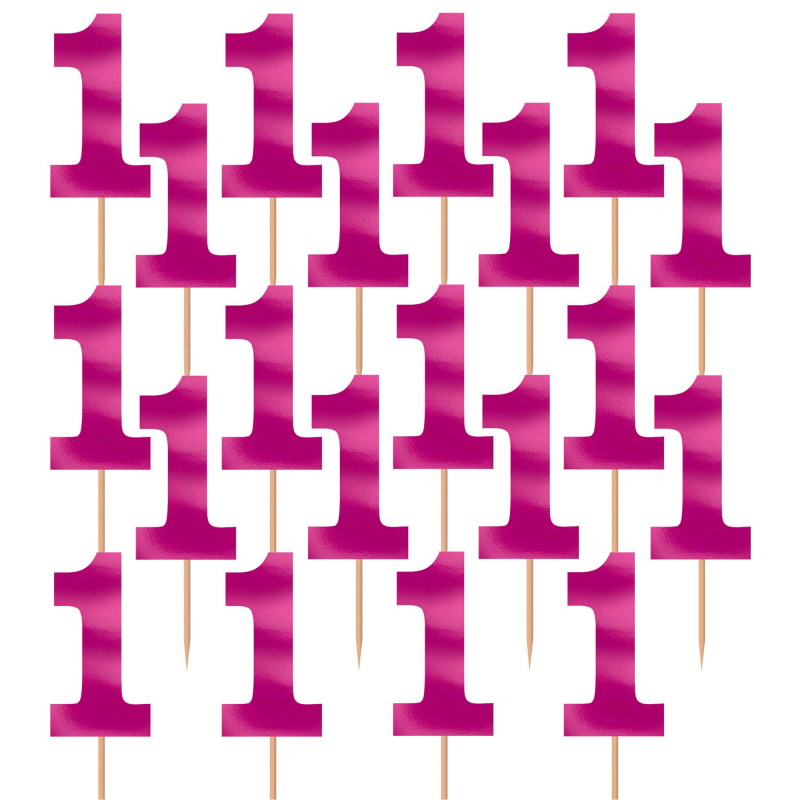 1st Birthday Girl Pink Number One Foil Picks : Amscan Asia Pacific