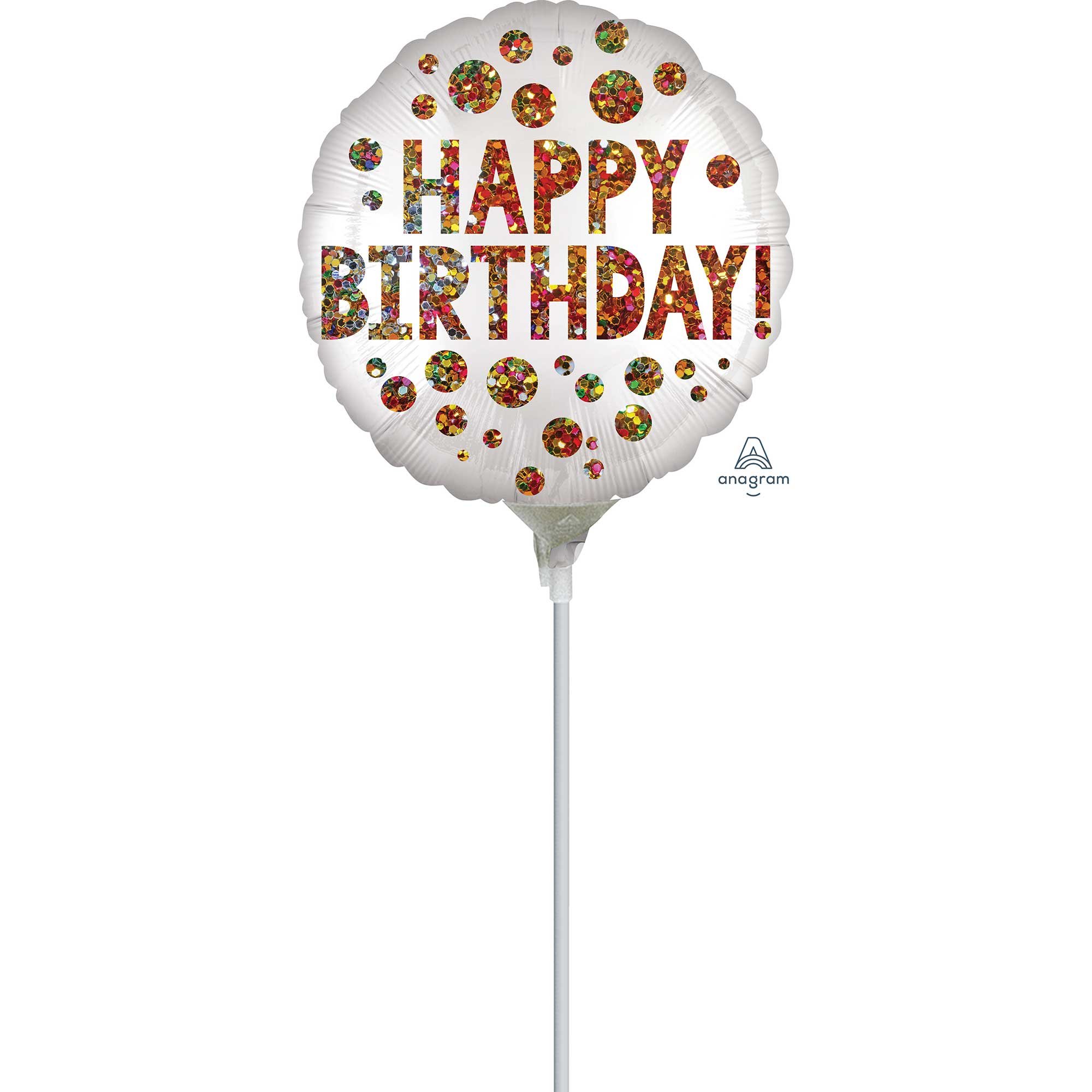 22cm Inflated Satin Infused Happy Birthday Sequins A15