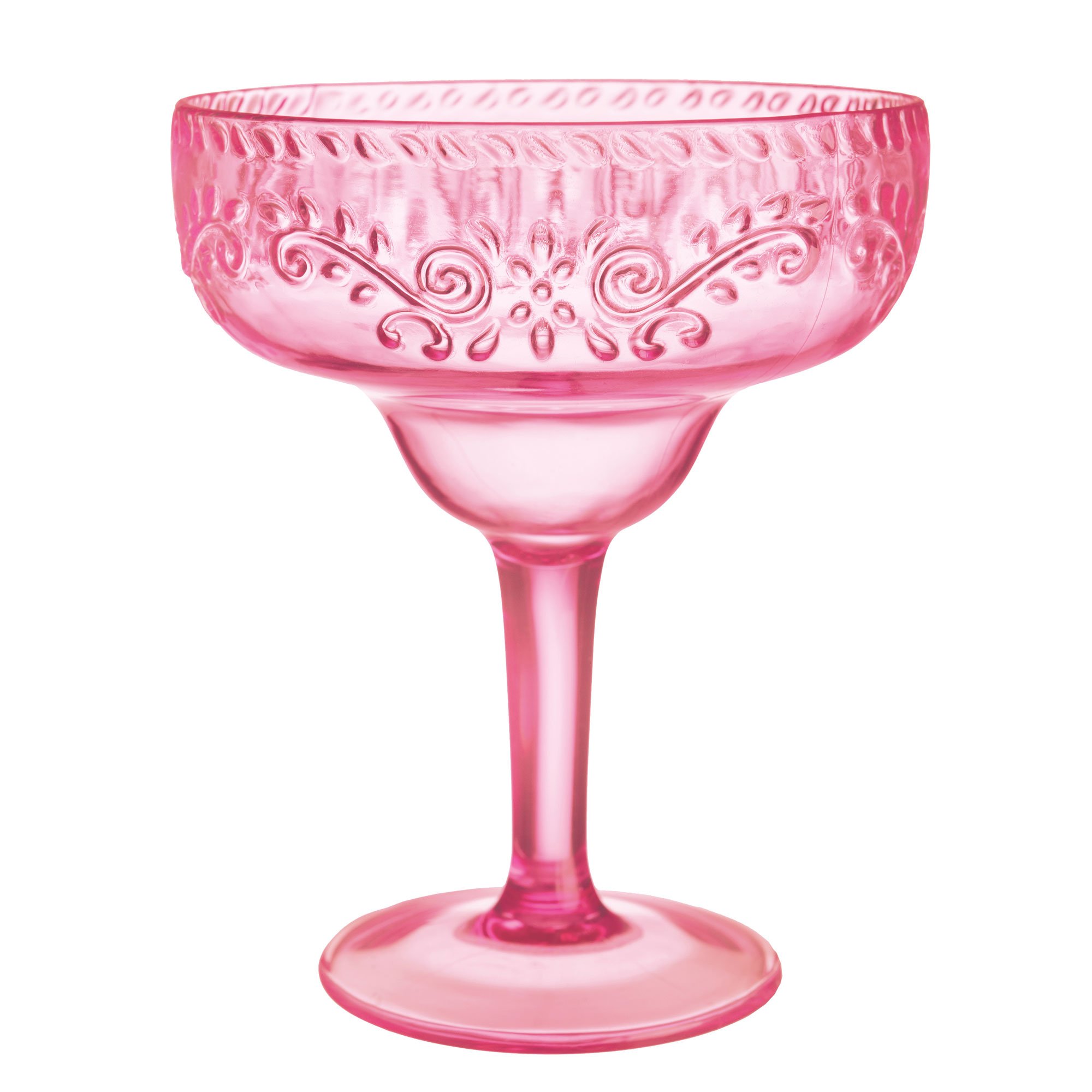 Premium Embossed Pink Floral Margarita Glass