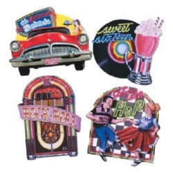 Beistle 50's Jukebox, Car, Dancing & Record Cutouts