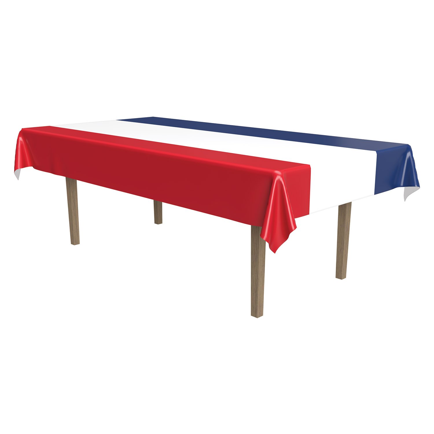 Beistle Red, White & Blue Striped Tablecover