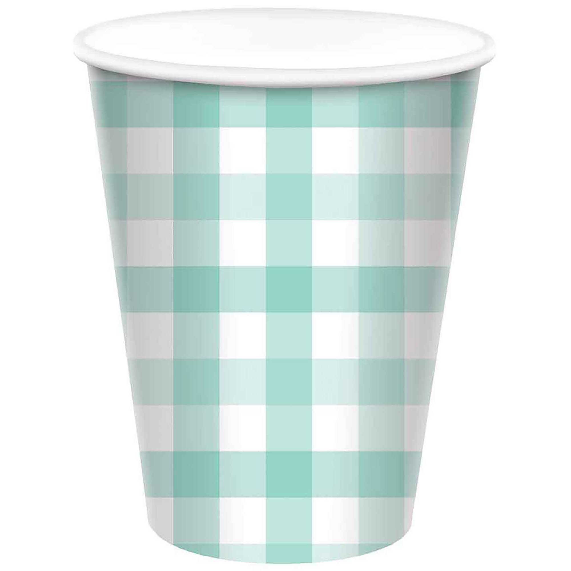 Gingham 266ml Paper Cup Pastel Mint HC
