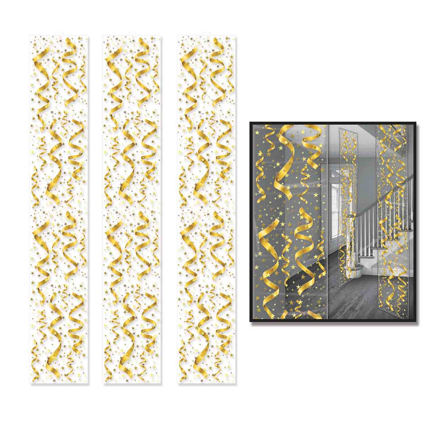 Beistle Party Panels Gold Streamers & Stars Hanging Decorations