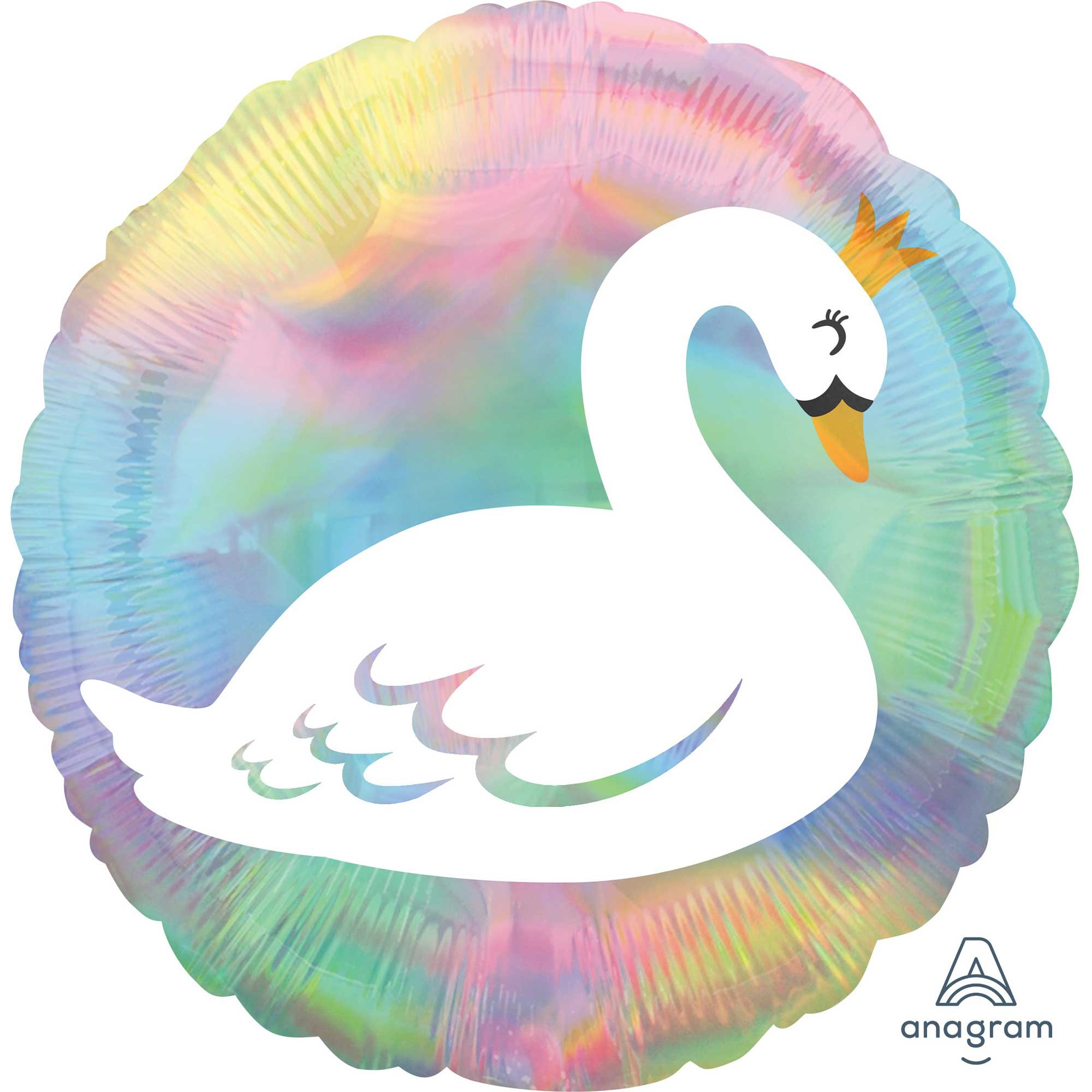 45cm Standard Holographic Iridescent Pastel Swan S55