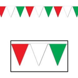 Beistle Pennant Flag Banner Red, White & Green