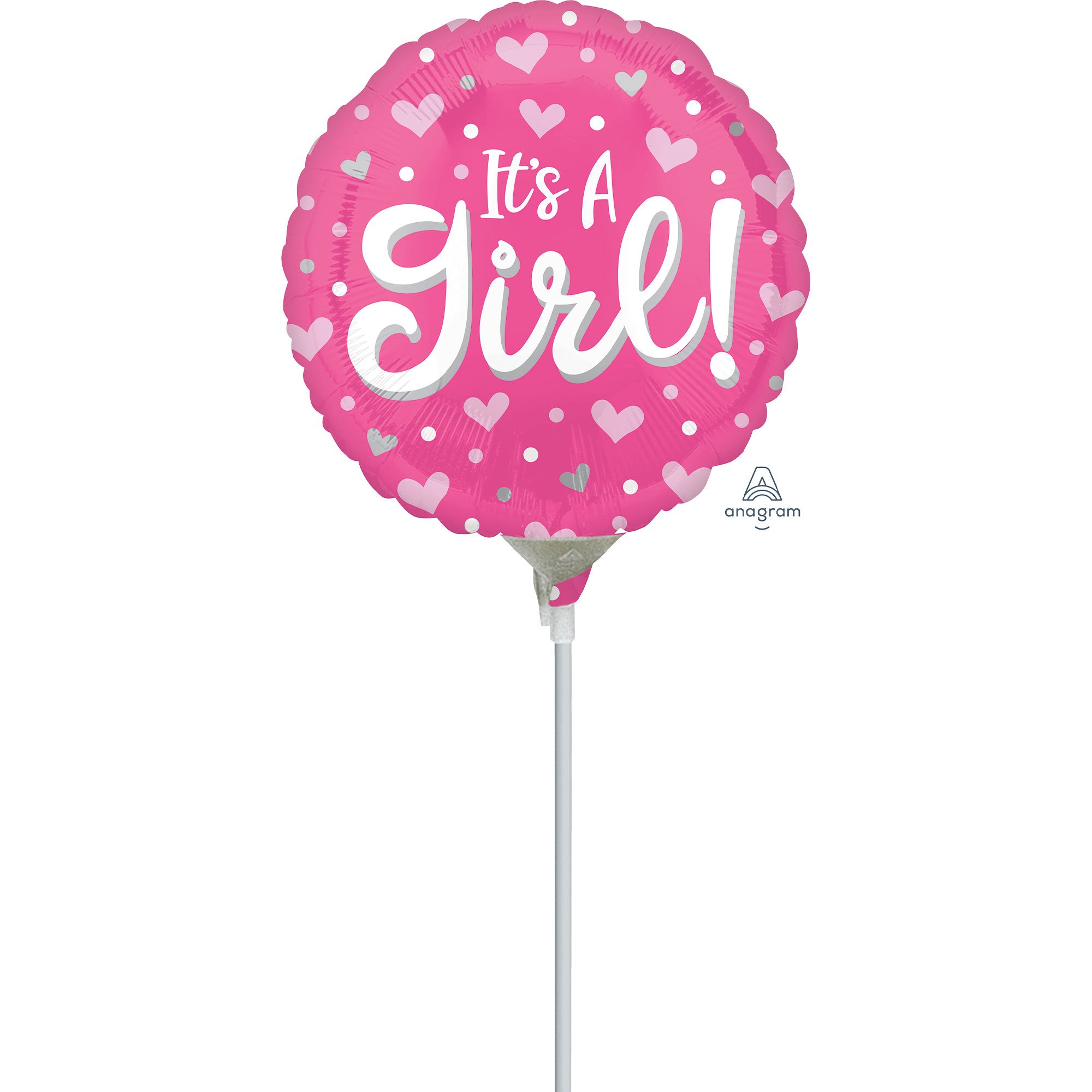 22cm Inflated It's A Girl Hearts & Dots A15