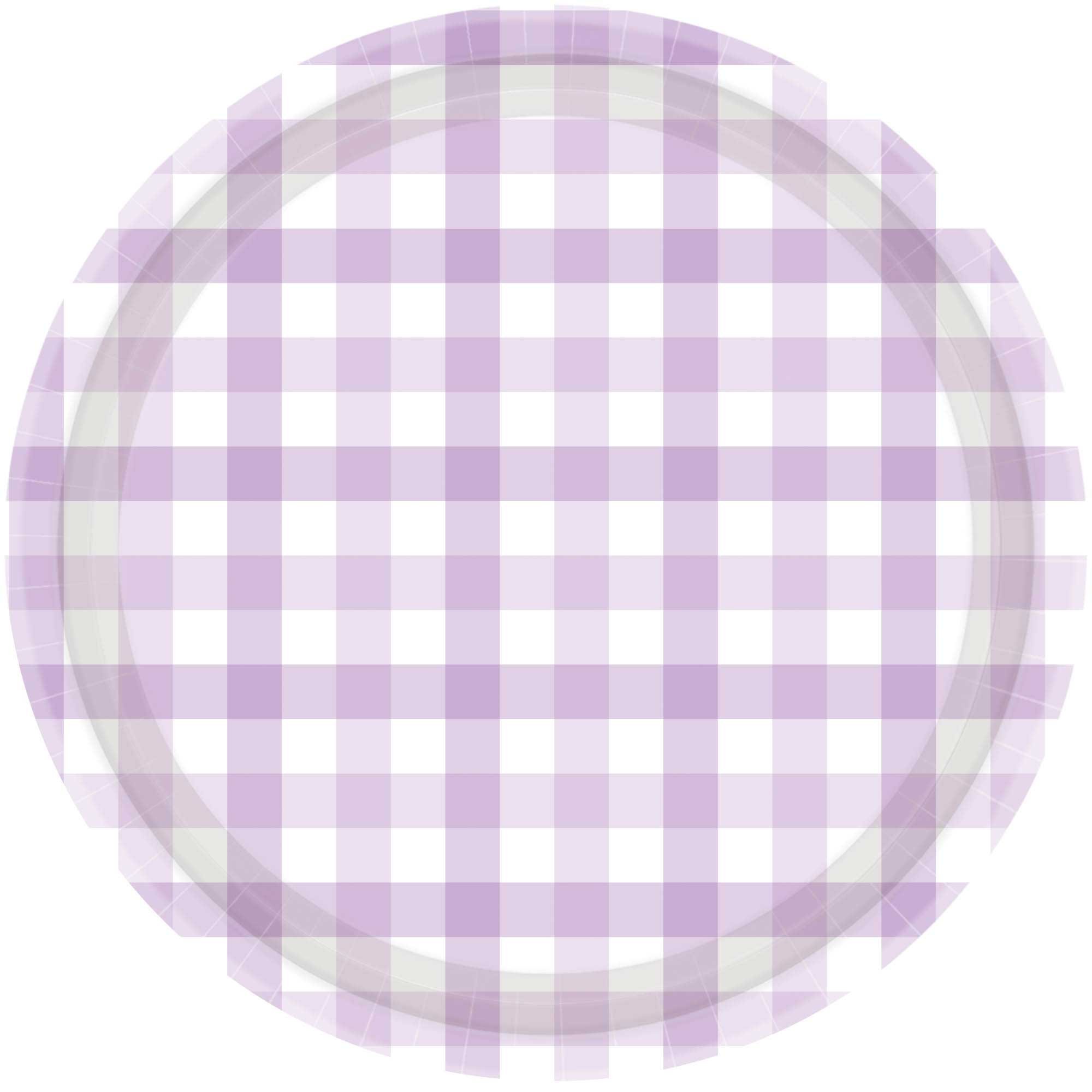 Gingham 17cm Paper Plate Pastel Purple NPC 8Pk