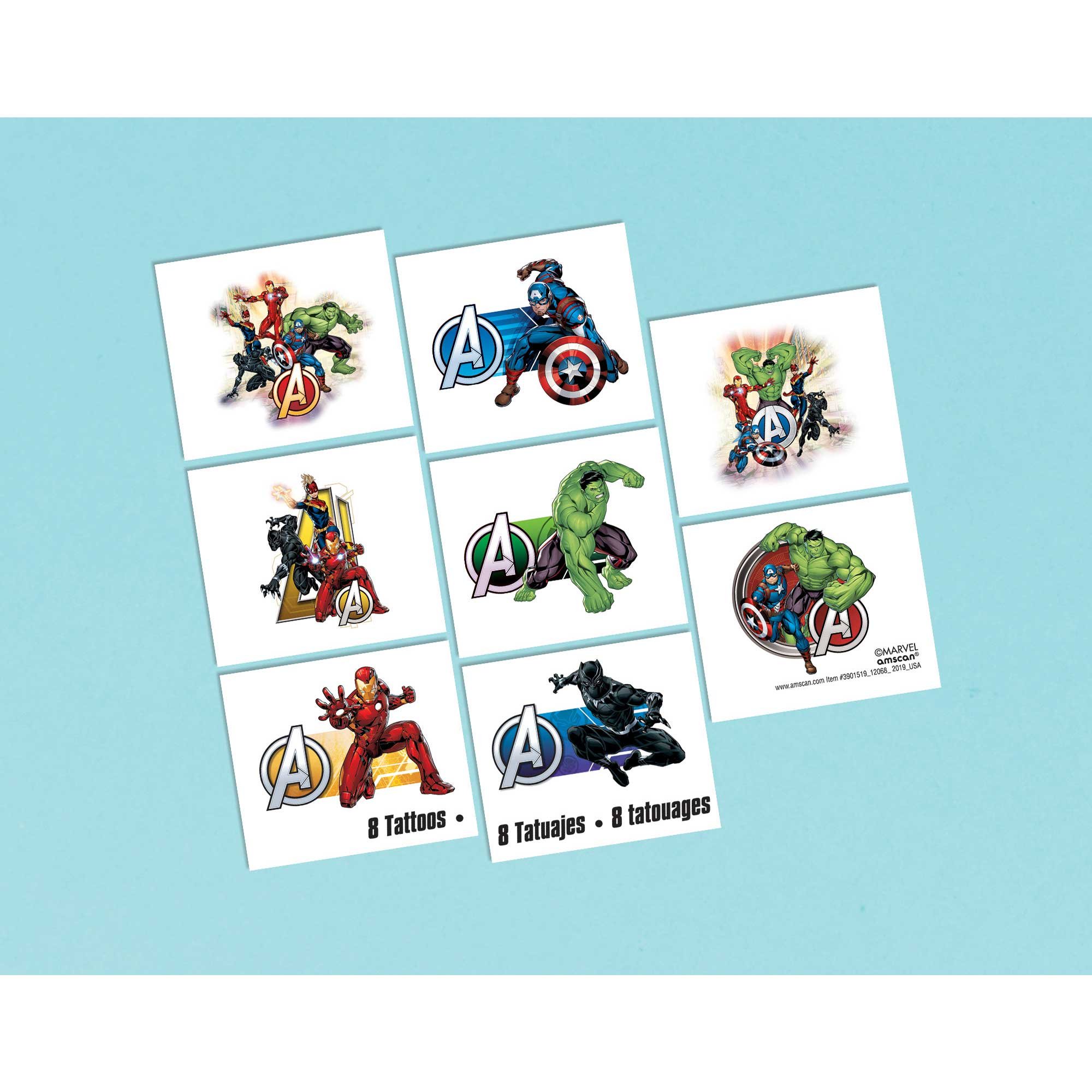 Marvel Avengers Powers Tattoo Favors