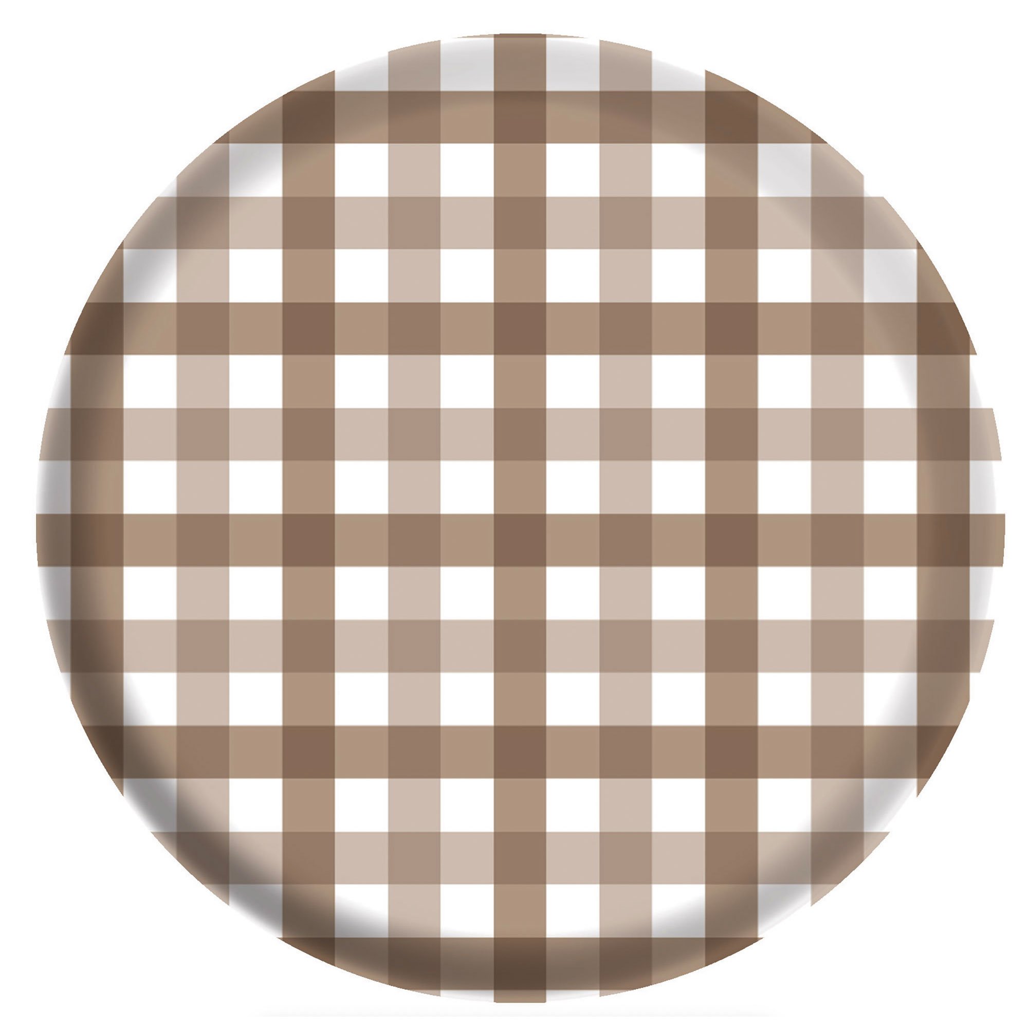 Gingham Melamine 26cm Plate Teddy Brown 4Pk