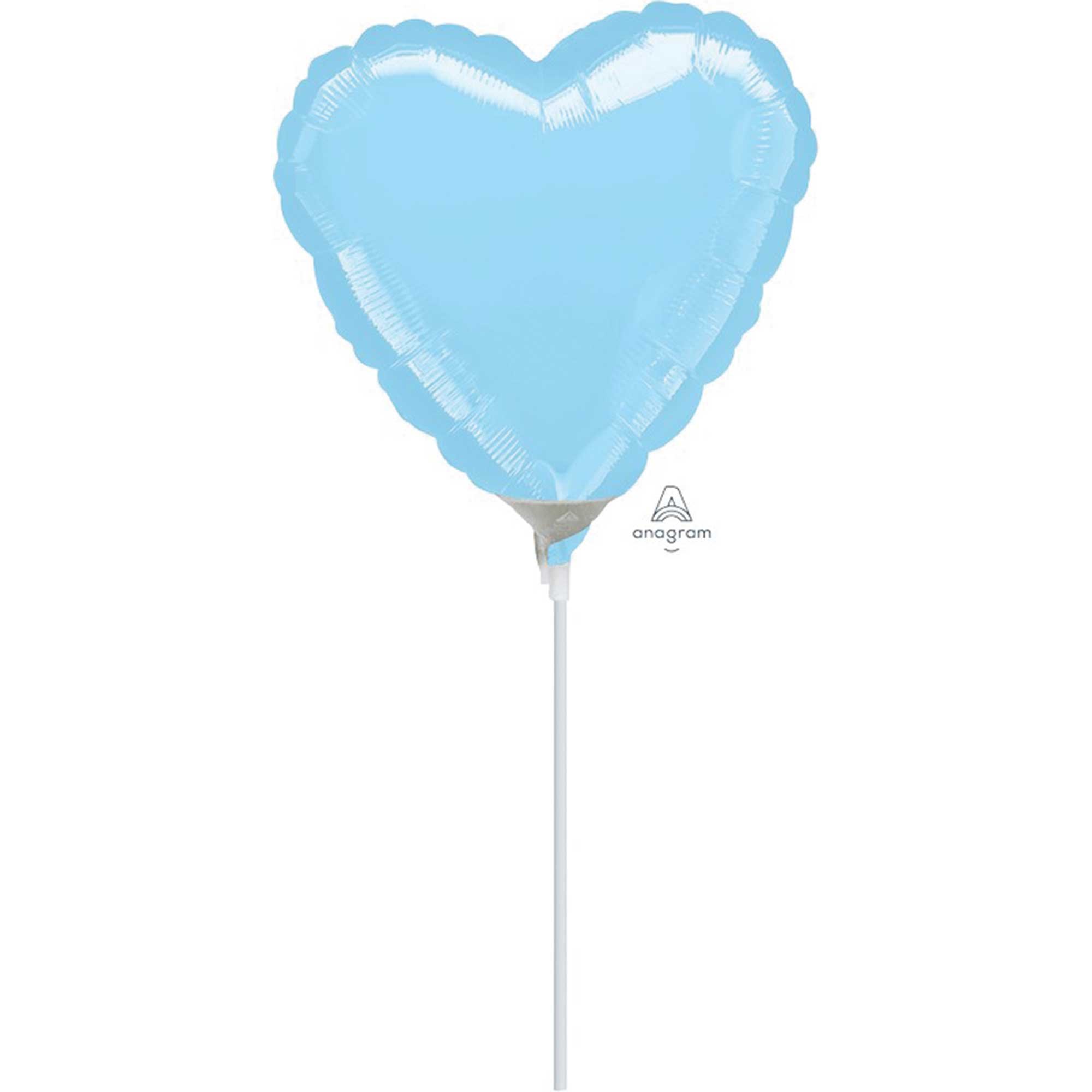 22cm Inflated Heart Pastel Blue A10
