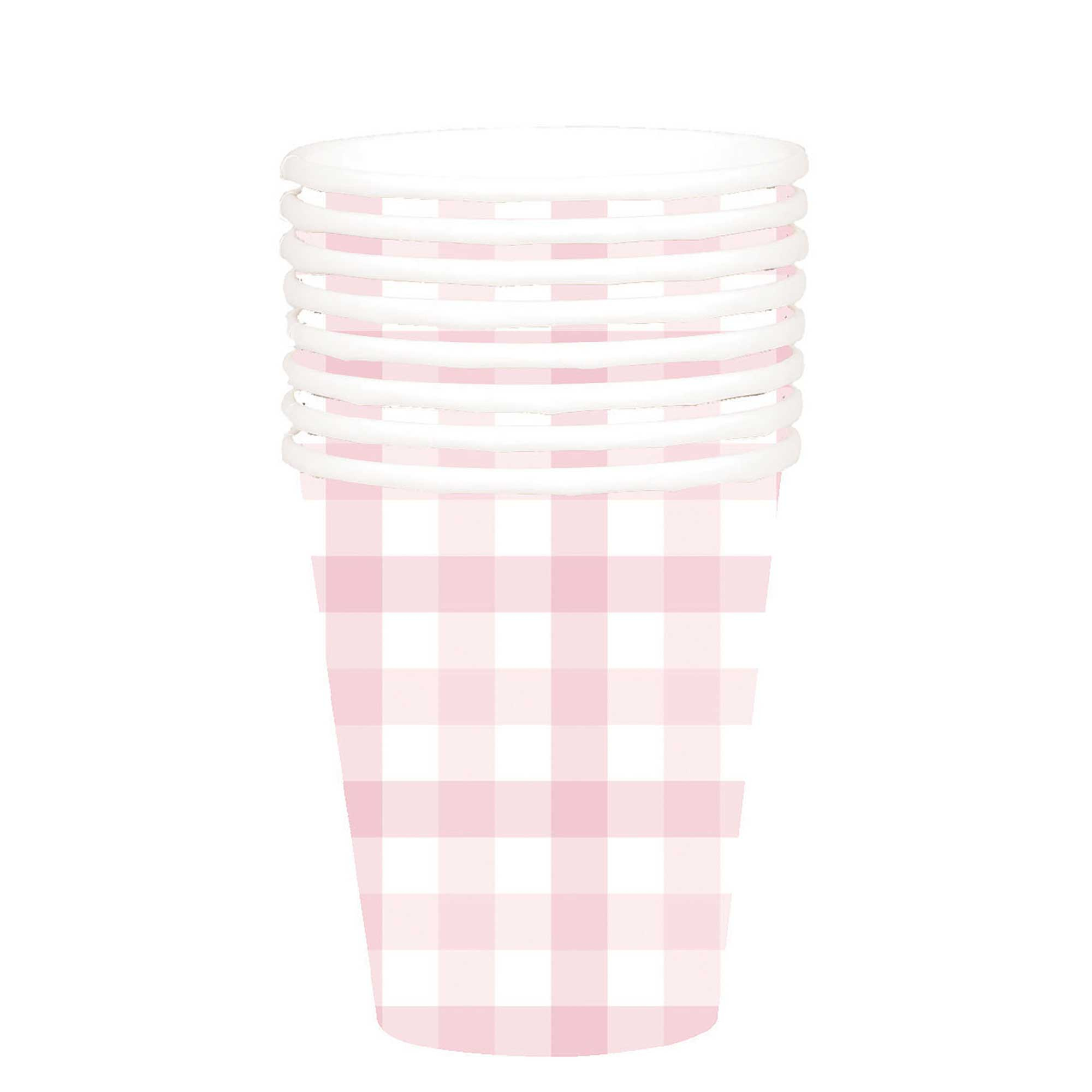 Gingham 266ml Paper Cup Pastel Pink HC