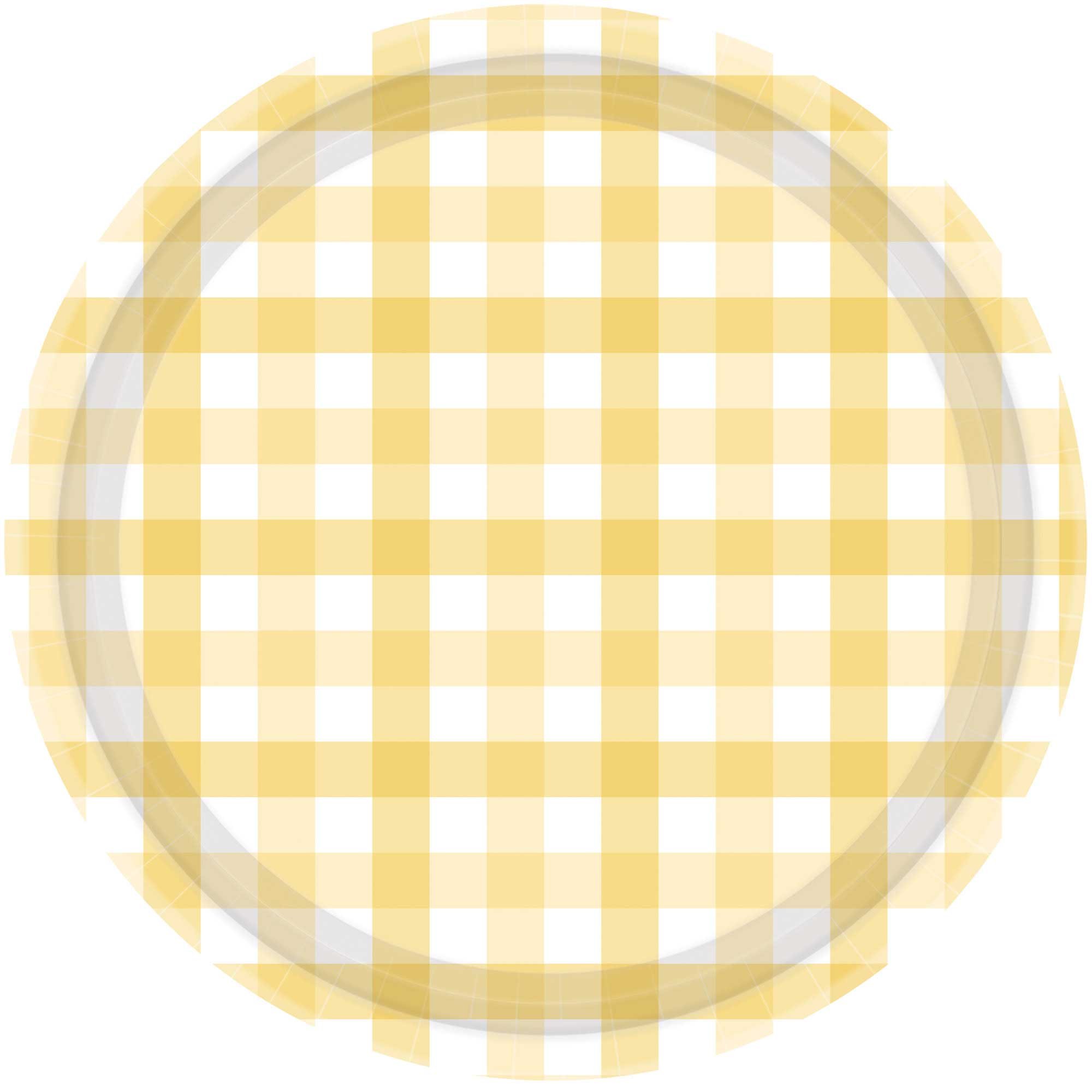 Gingham 17cm Paper Plate Pastel Yellow NPC 8Pk