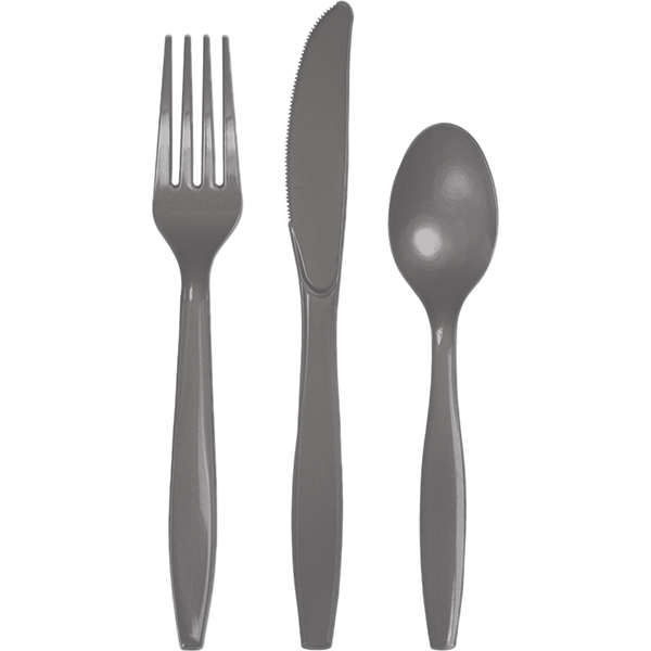 Glamour Gray Cutlery Set Plastic