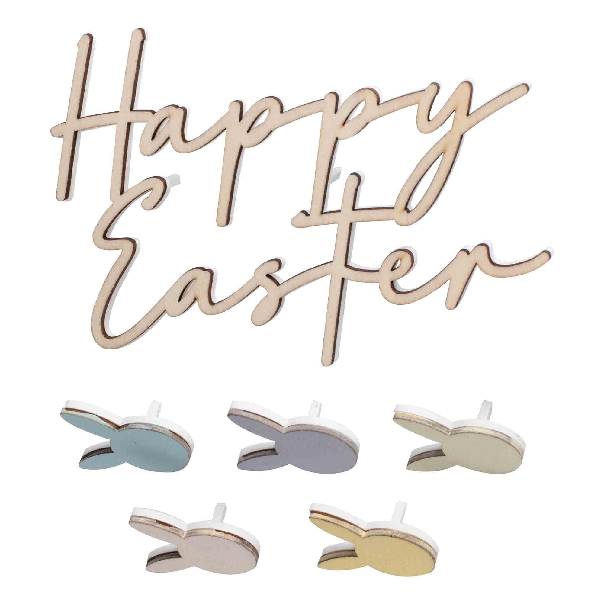 Hop Hop Hooray Wooden Easter Cake Decorations