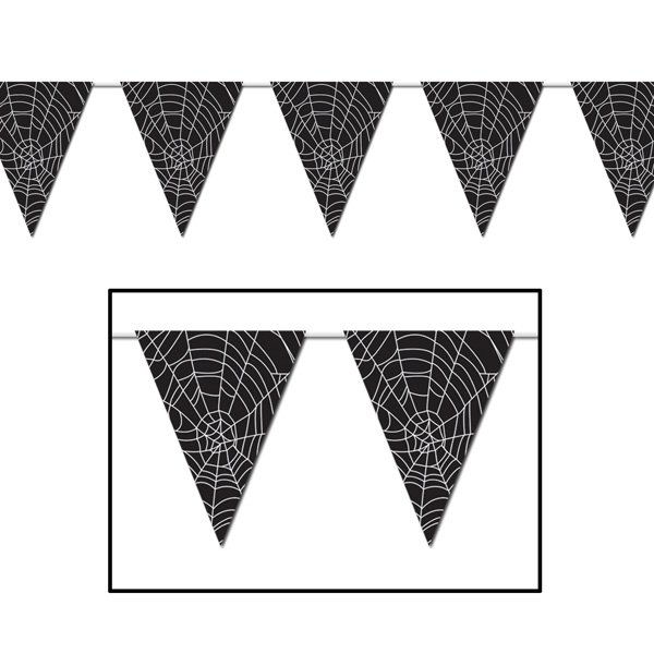 Beistle Pennant Flag Banner Spider Web All Weather