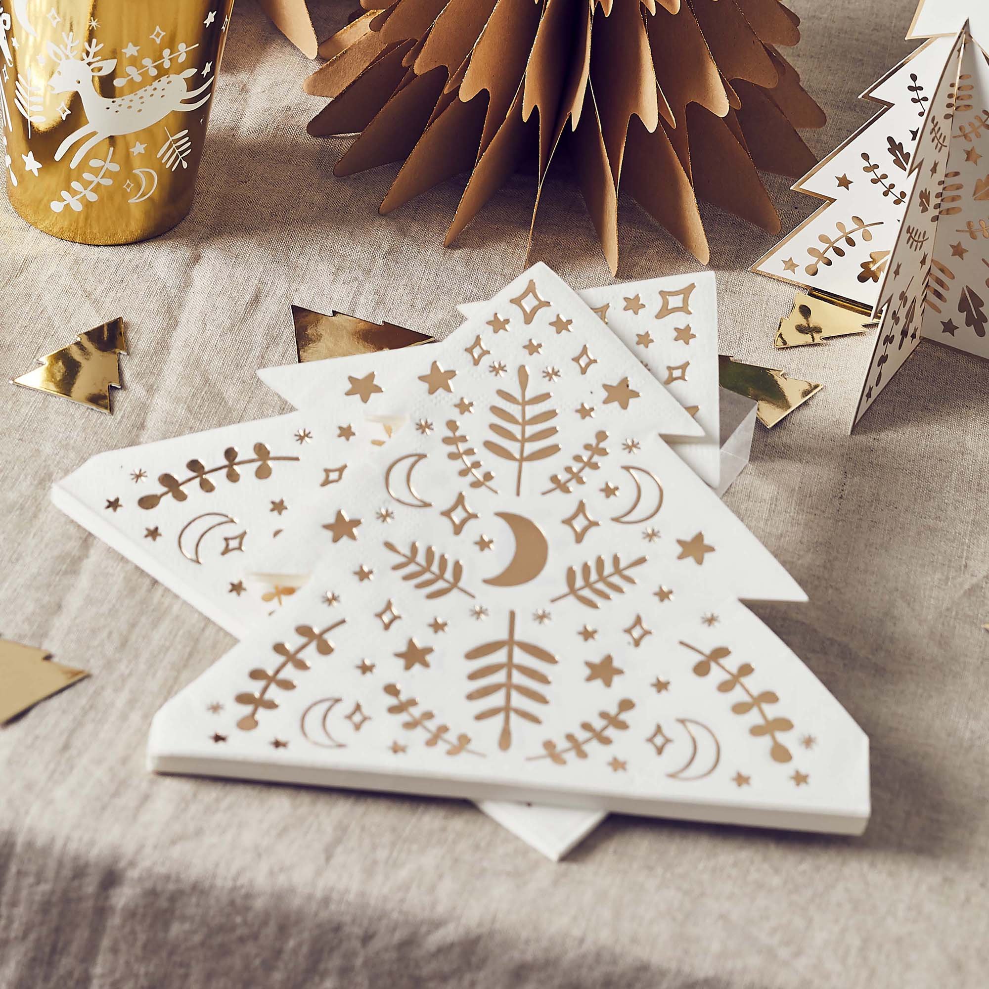 Festive Folklore Christmas Tree Shaped Napkins