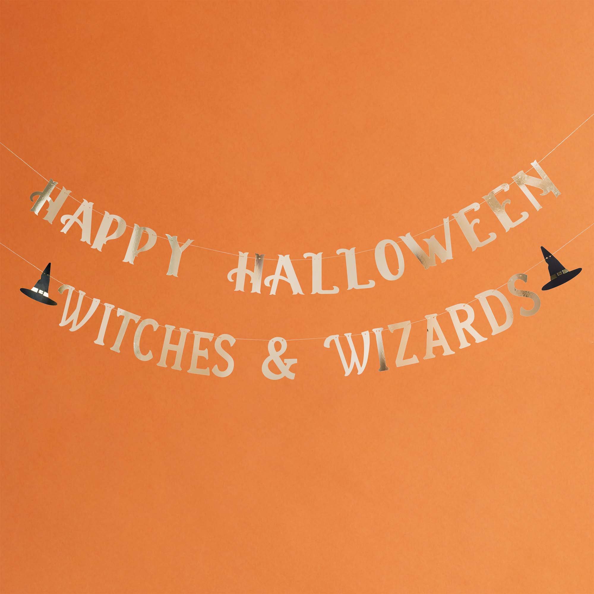 Spell Yeah! Gold 'Happy Halloween Witches & Wizards' Card Banner 2.2m