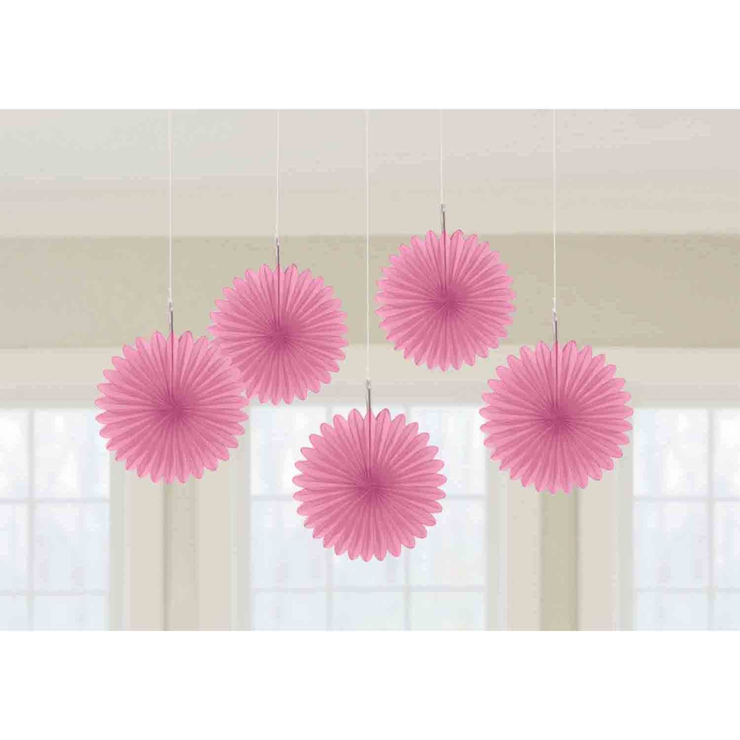 Mini Fan Decorations - Bright Pink
