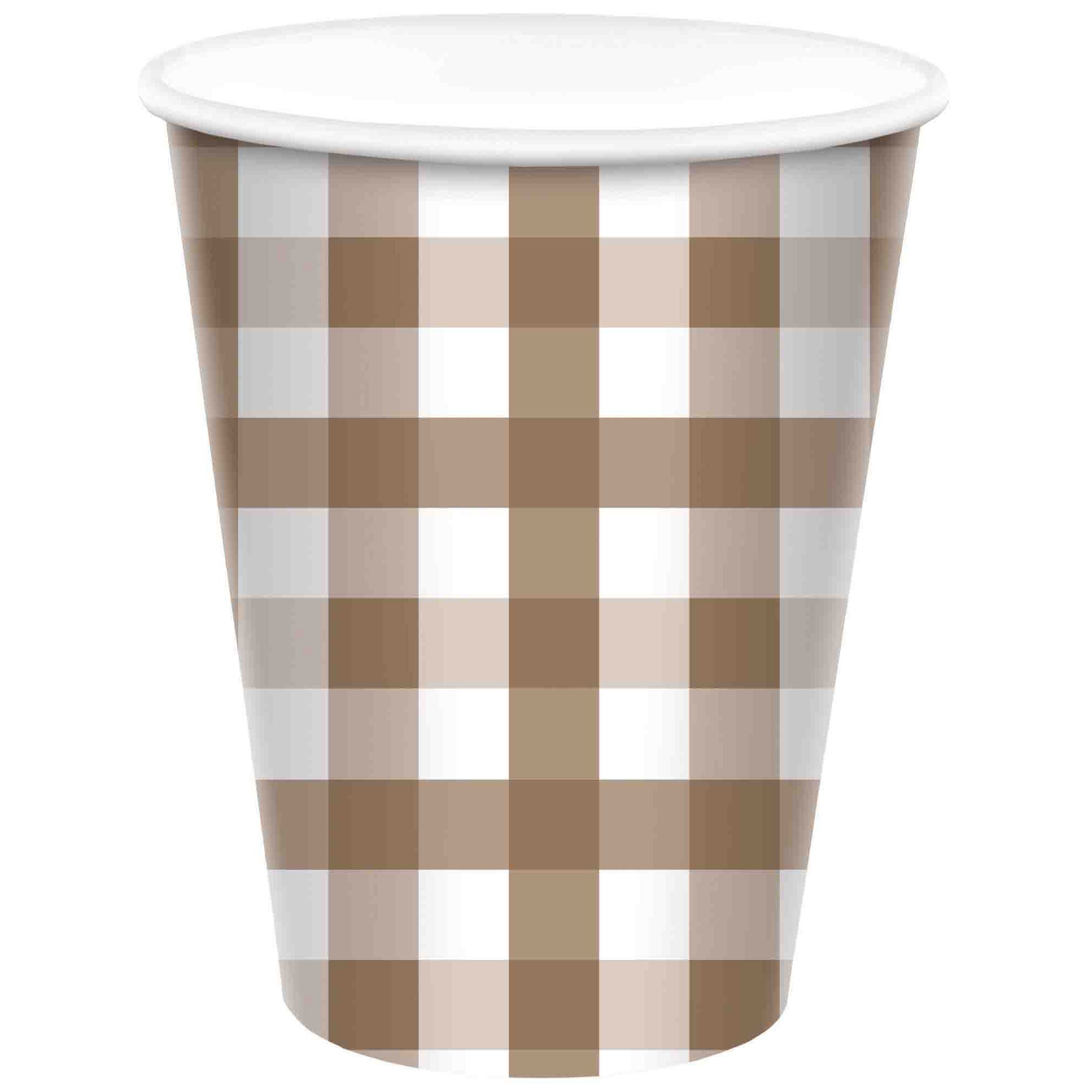 Gingham 266ml Paper Cup Teddy Brown HC