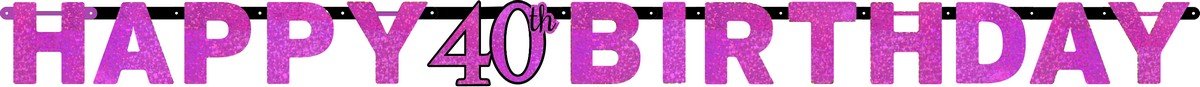 Pink Celebration 40 Prismatic Letter Banner
