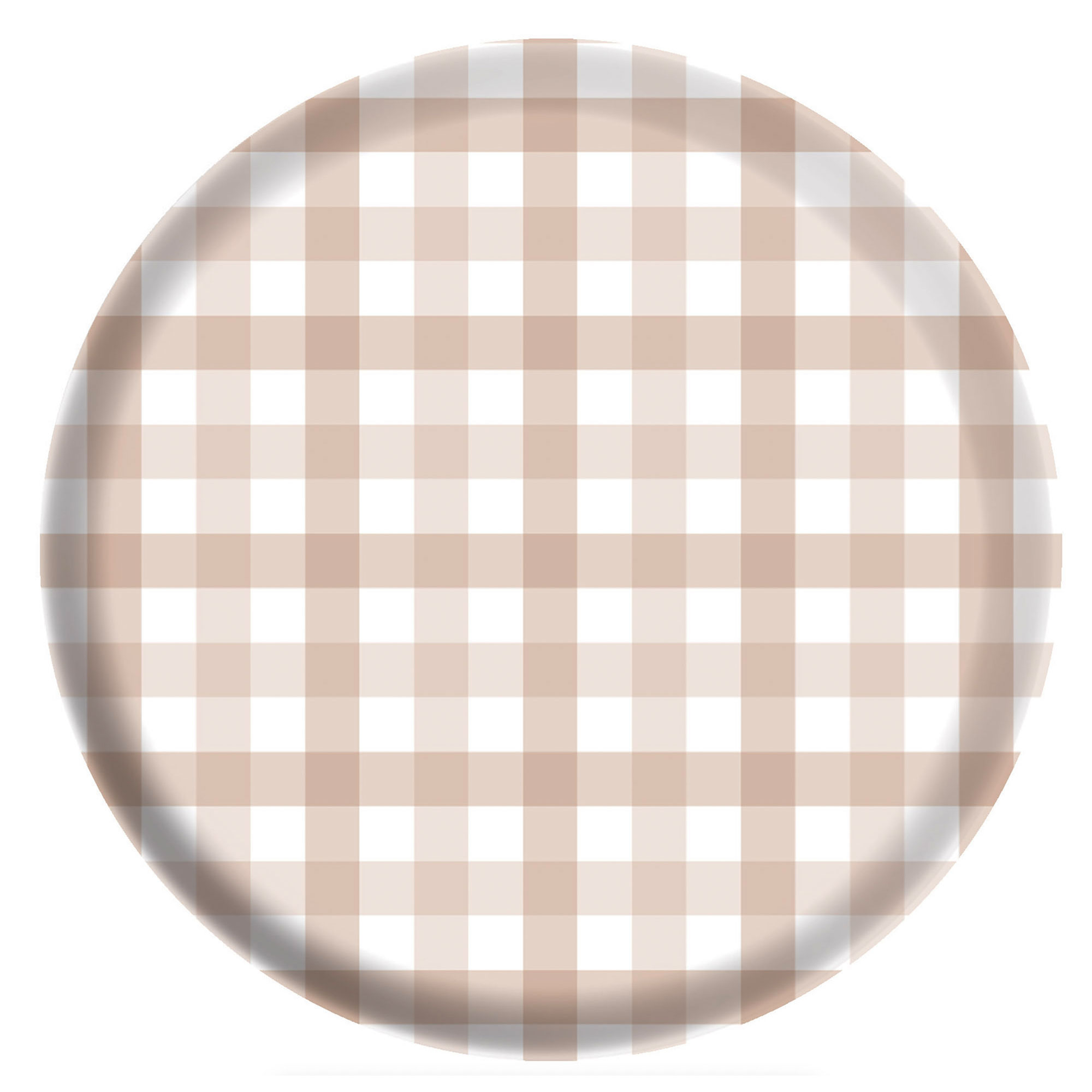 Gingham Melamine 26cm Plate White Sand 4Pk