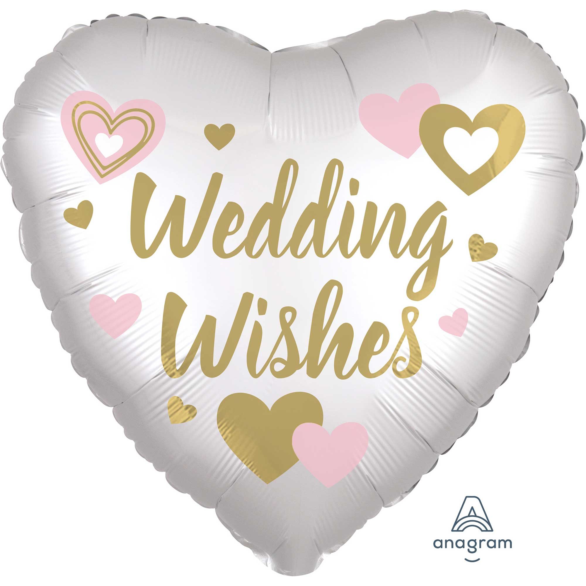 45cm Standard XL Satin Wedding Wishes White S40