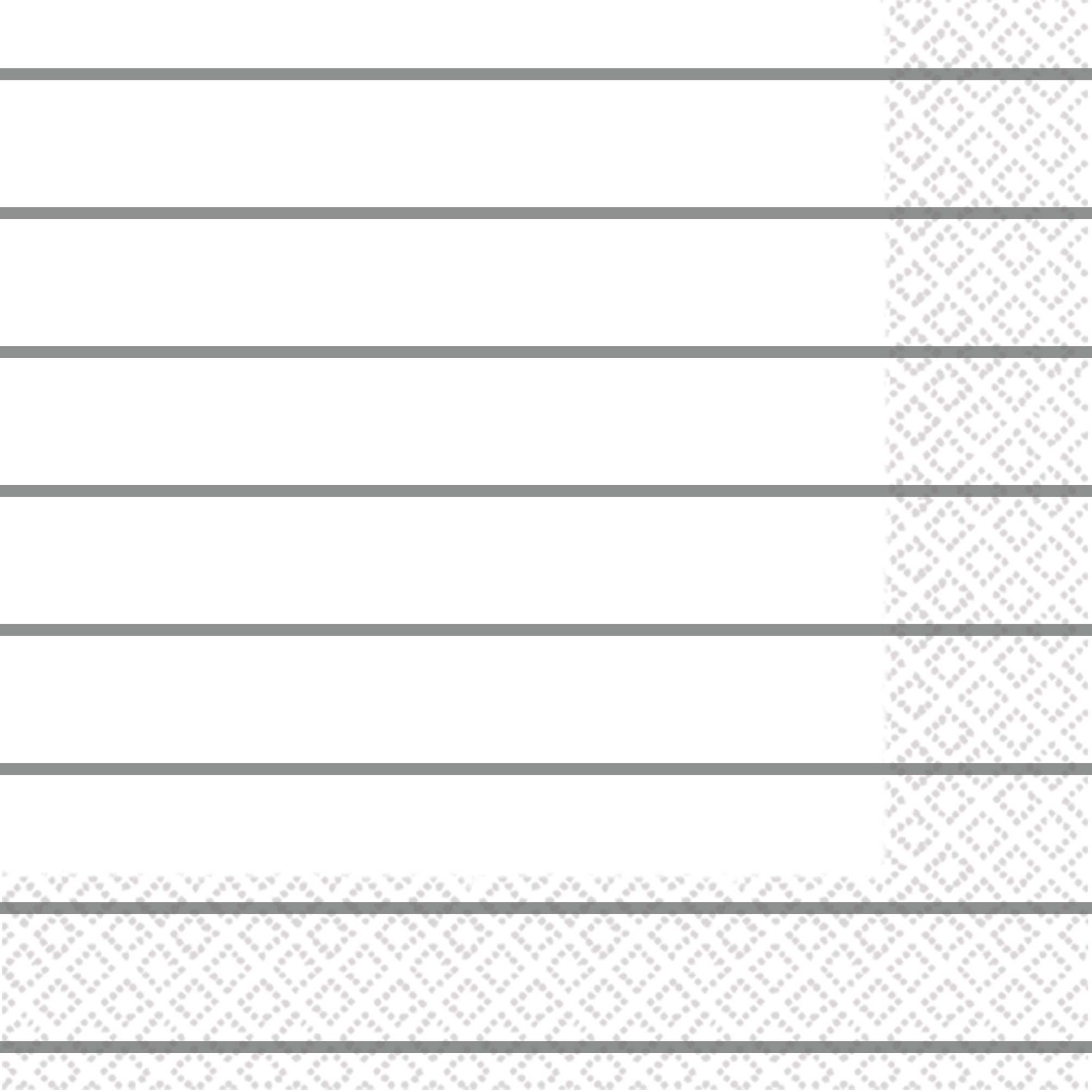 Stripes Lunch Napkins 16 Pack 2 PLY -  Silver