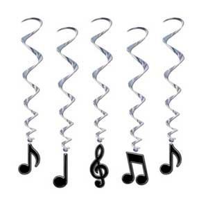 Beistle Music Notes Coloured Hanging Decoration Whirls