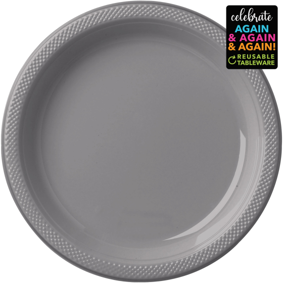 Premium Plastic Plates 17cm 20 Pack - Silver