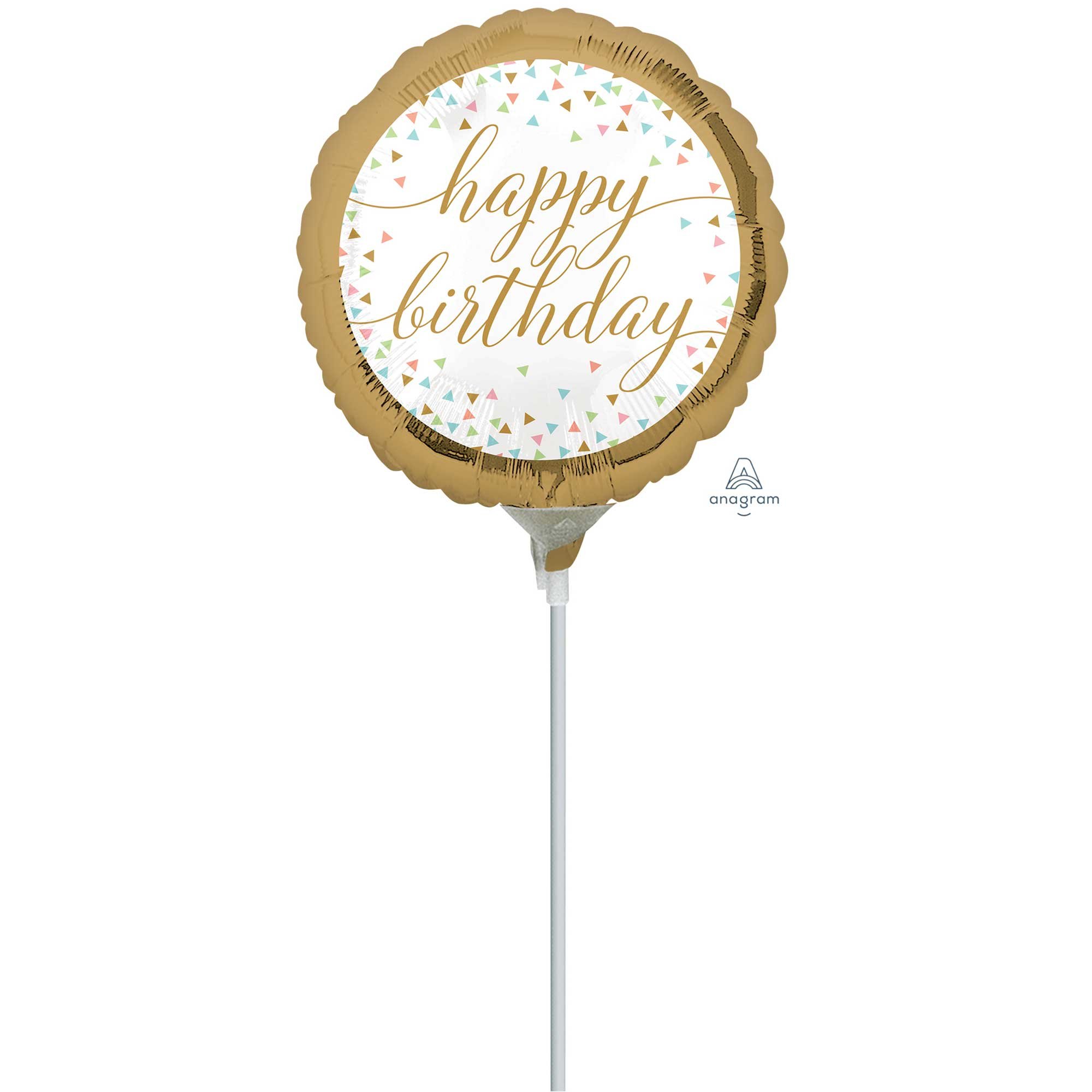 22cm Inflated Happy Birthday Pastel Confetti A15