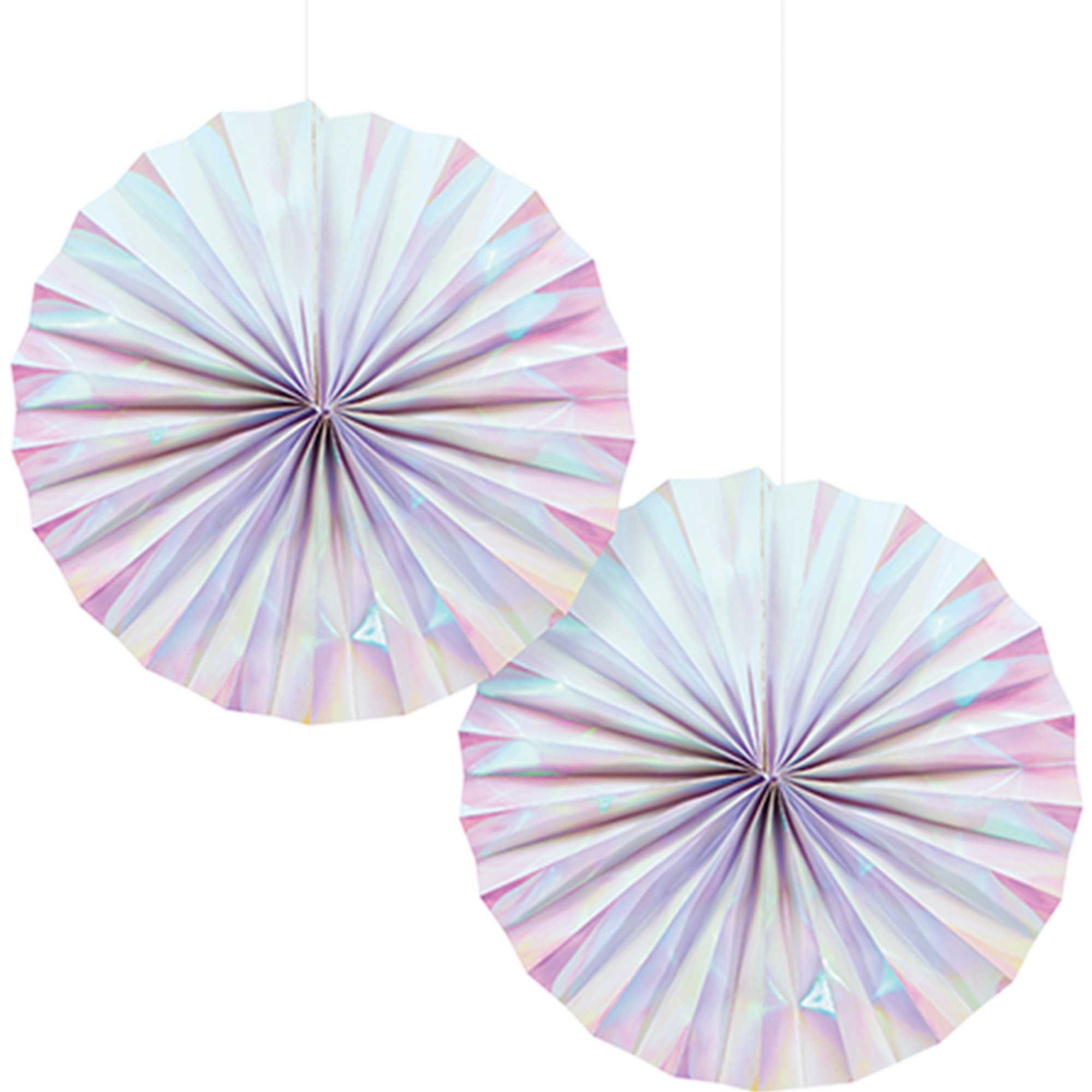 Iridescent Foil Paper Fans 30cm