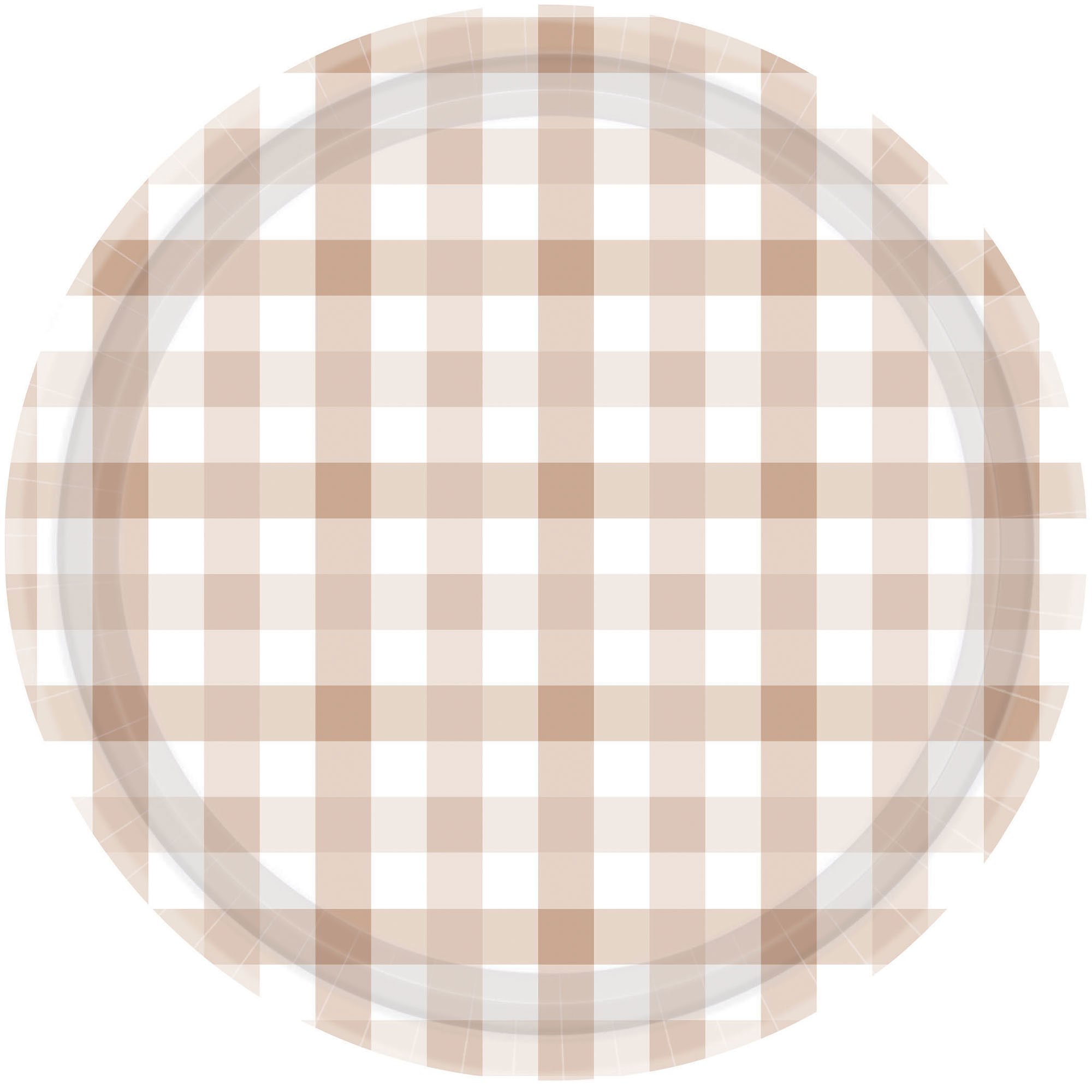 Gingham 17cm Paper Plate White Sand NPC 8Pk