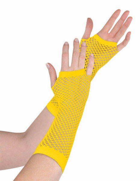 Fishnet Gloves Long - Yellow