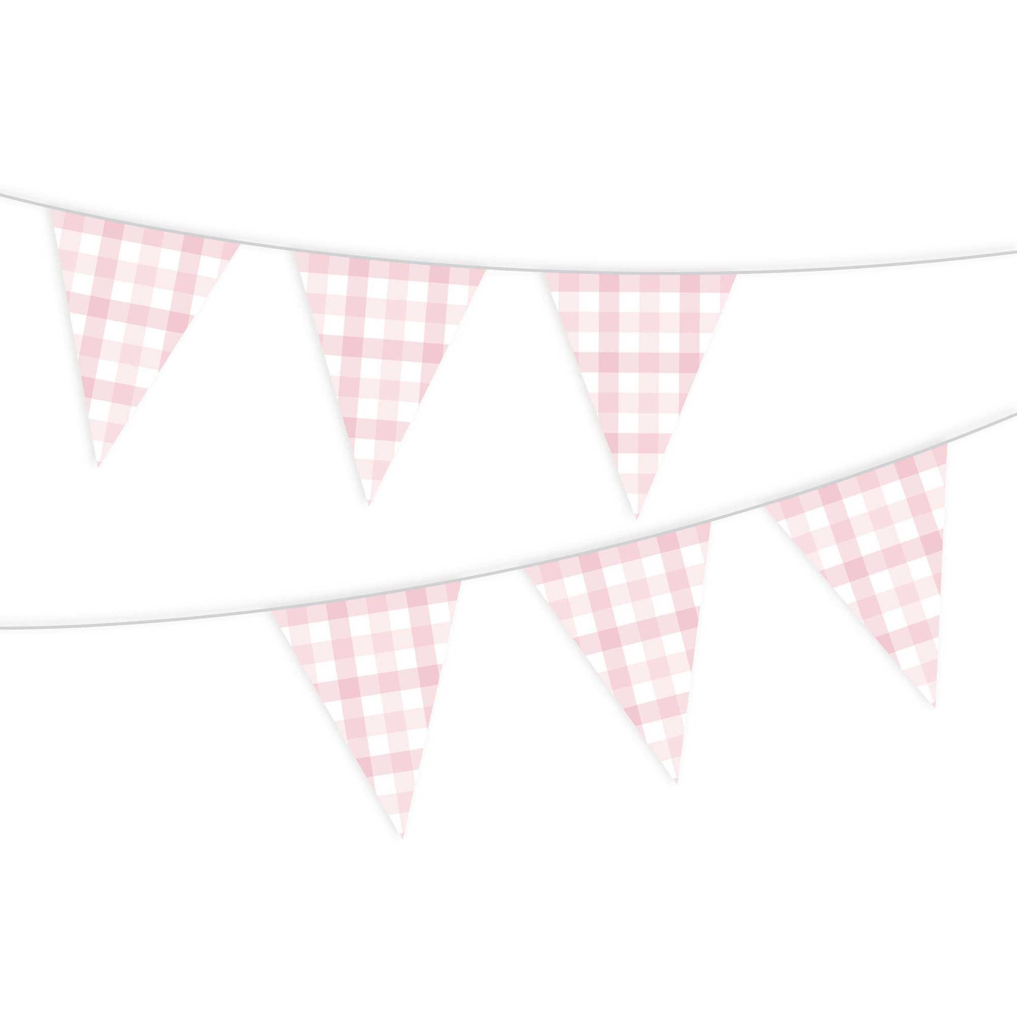 Gingham Paper Bunting Pastel Pink