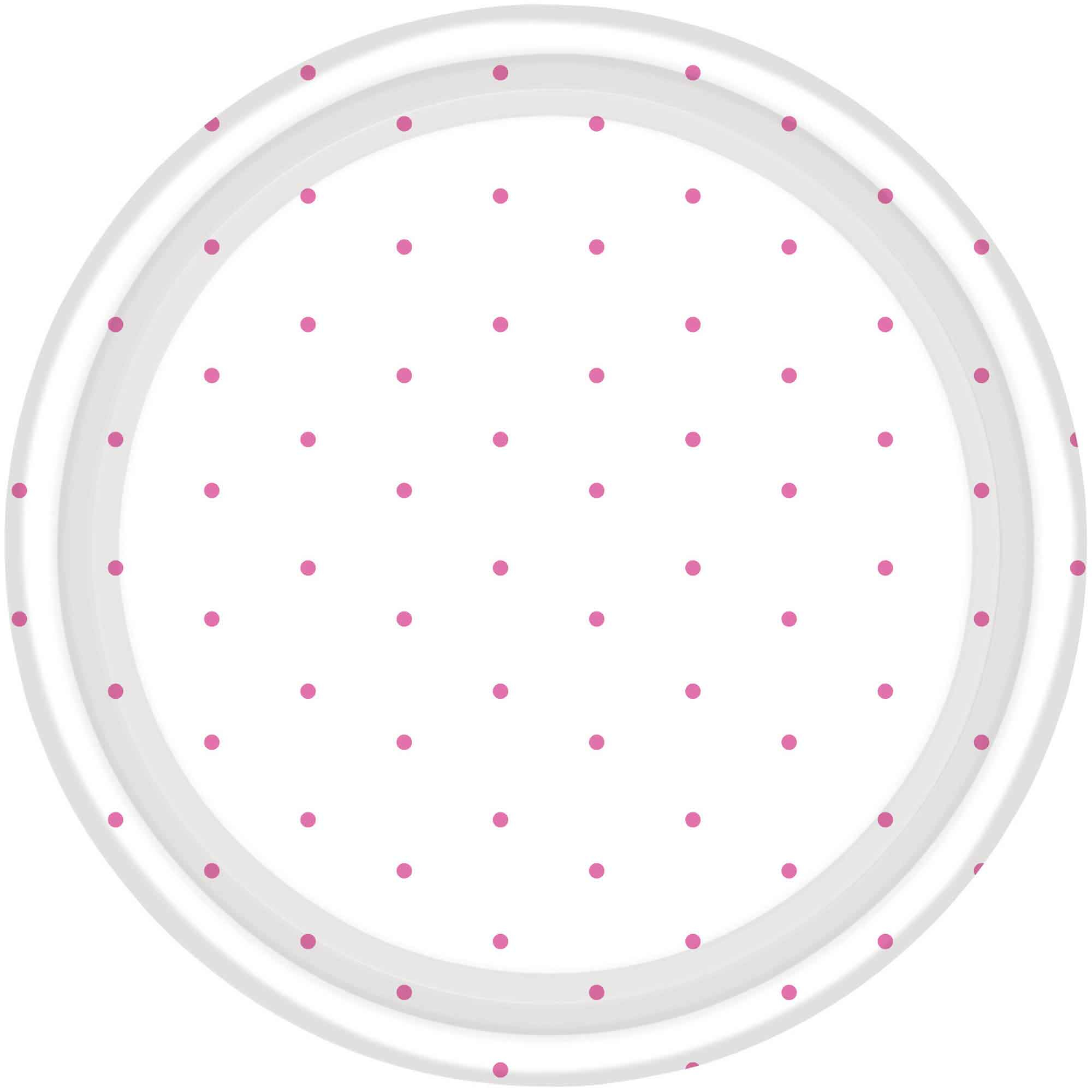 Dots Paper Plates 17cm Round 8CT - Bright Pink NPC