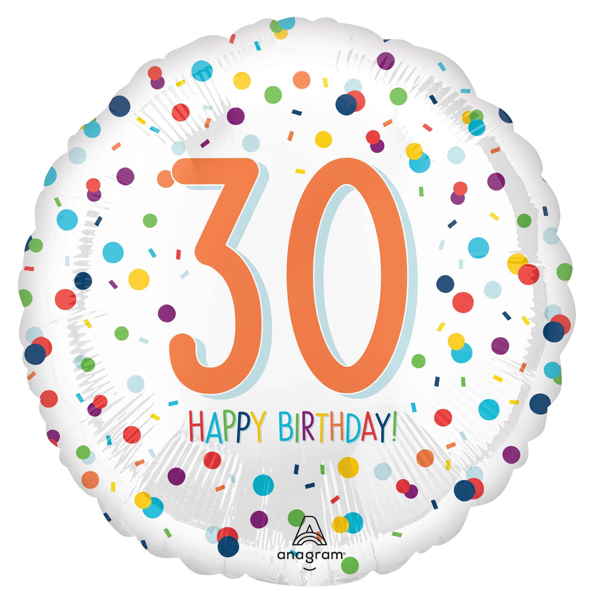 45cm Standard HX Confetti Birthday 30 S40