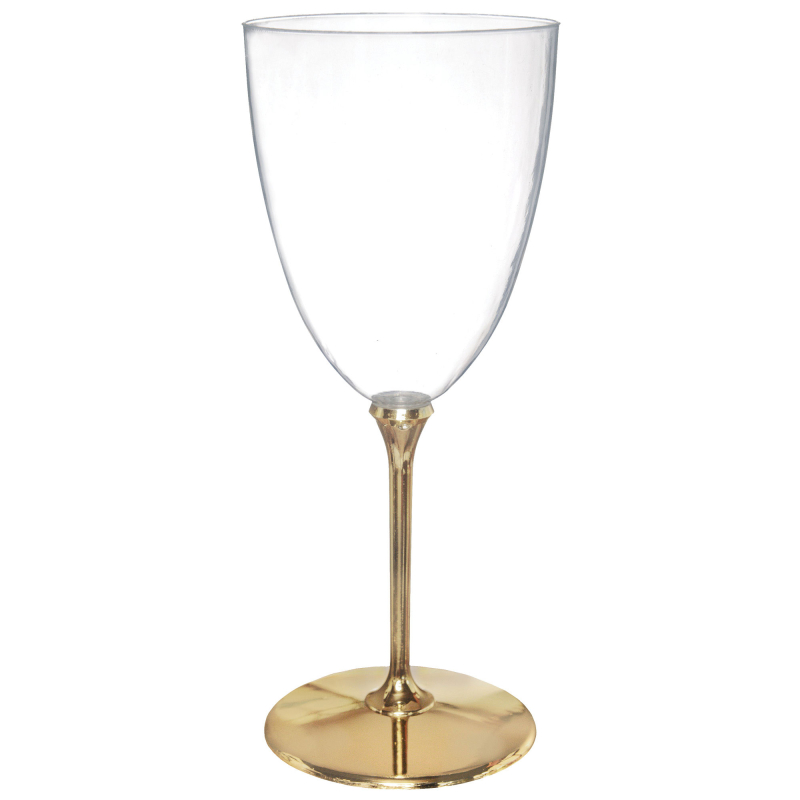 Premium Wine Glasses Clear Plastic with Gold Stem Amscan Asia Pacific