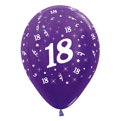 Sempertex 30cm Age 18 Metallic Purple Violet Latex Balloons, 25PK