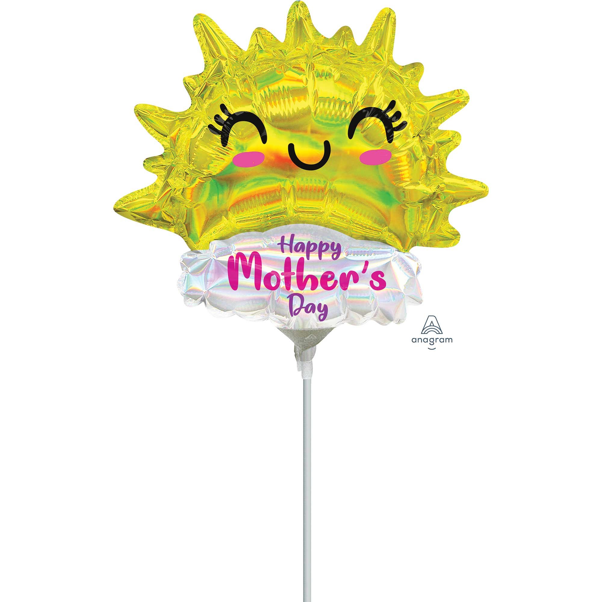 Mini Shape Inflated Happy Mother's Day Holographic Iridescent Happy Sun A30
