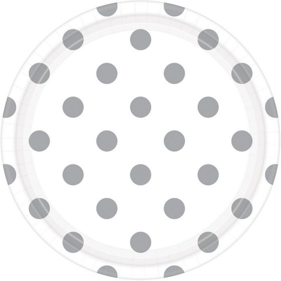 Dots 23cm Round Paper Plates Frosty White