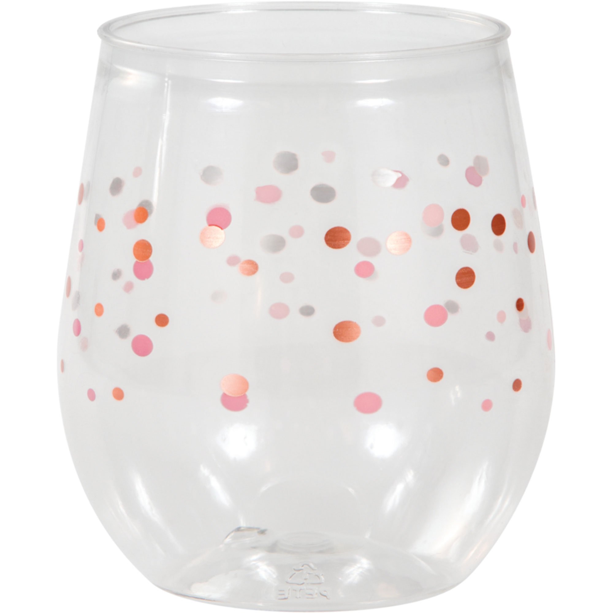 Rose All Day Stemless Plastic Wine Tumbler Dots Rose Gold 414ml
