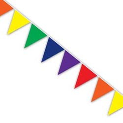 Beistle Pennant Flag Banner Rainbow Colours