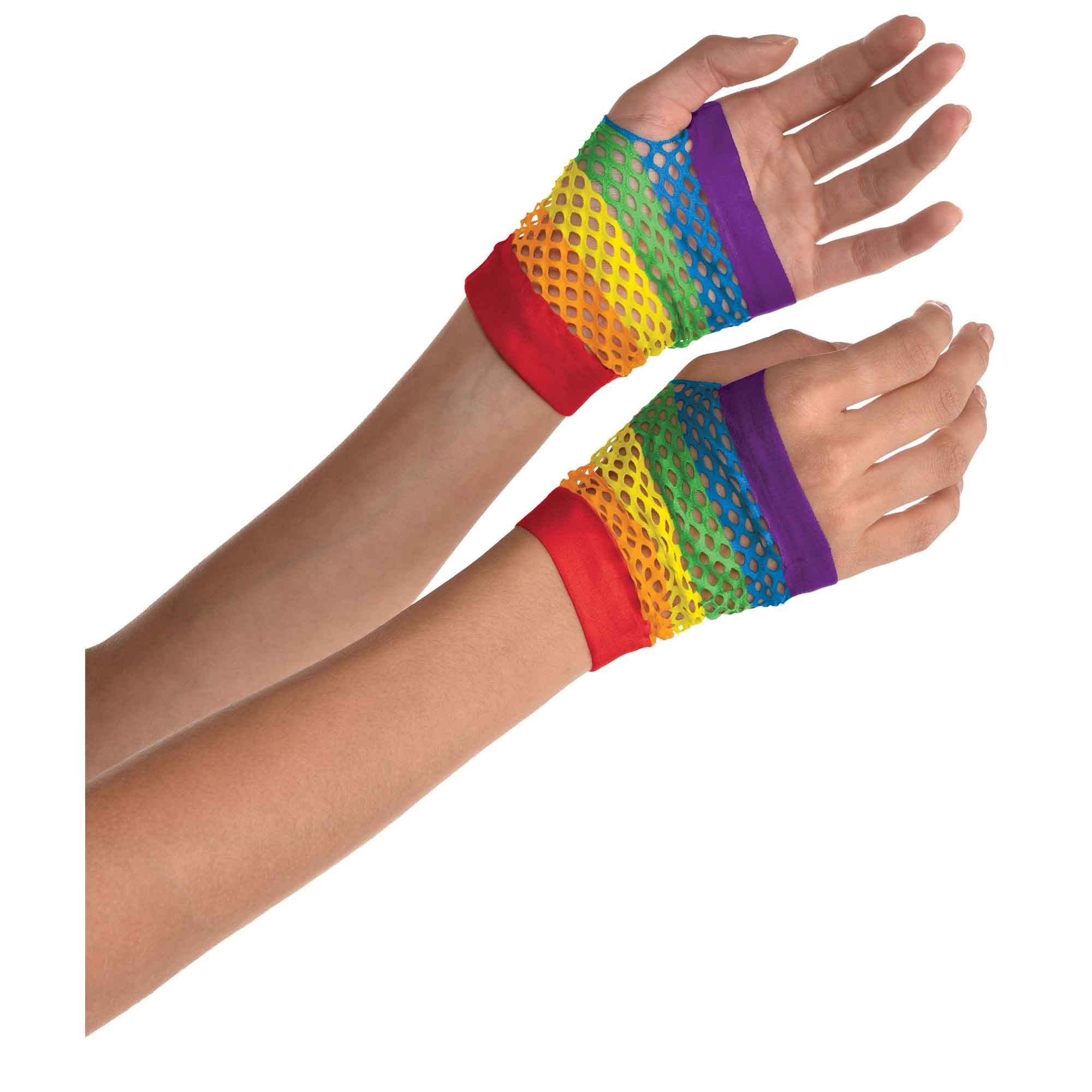 Fishnet Gloves Short - Rainbow