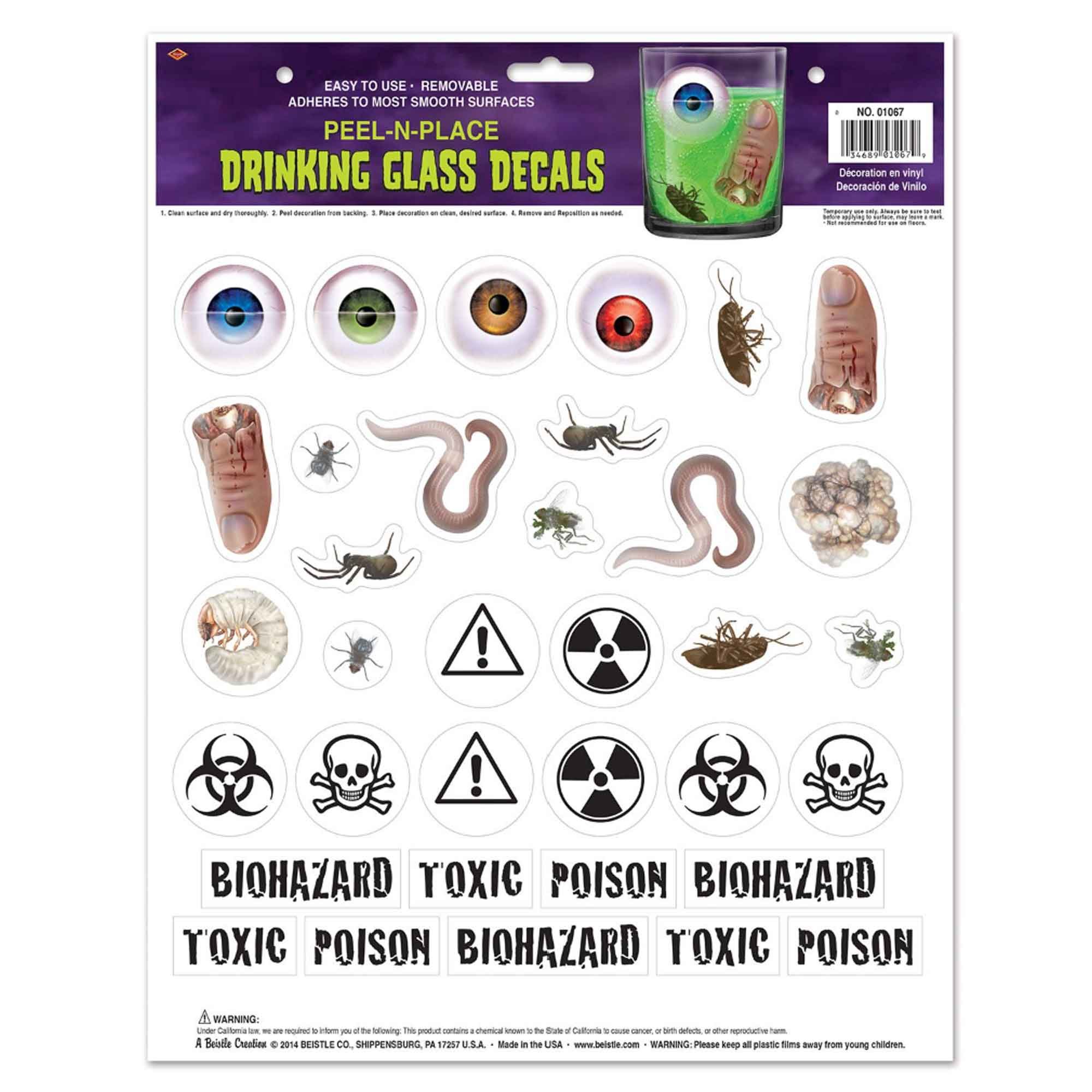 Beistle Drinking Glass Decals Peel 'N Place