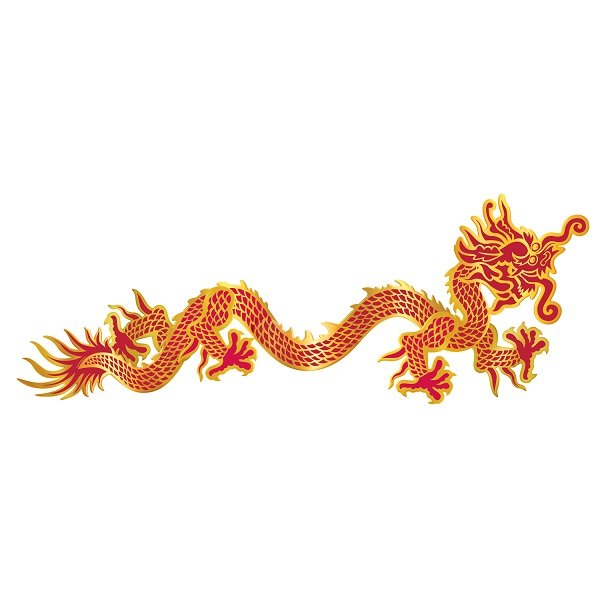 Beistle Asian Dragon Red & Gold Jointed Cutout