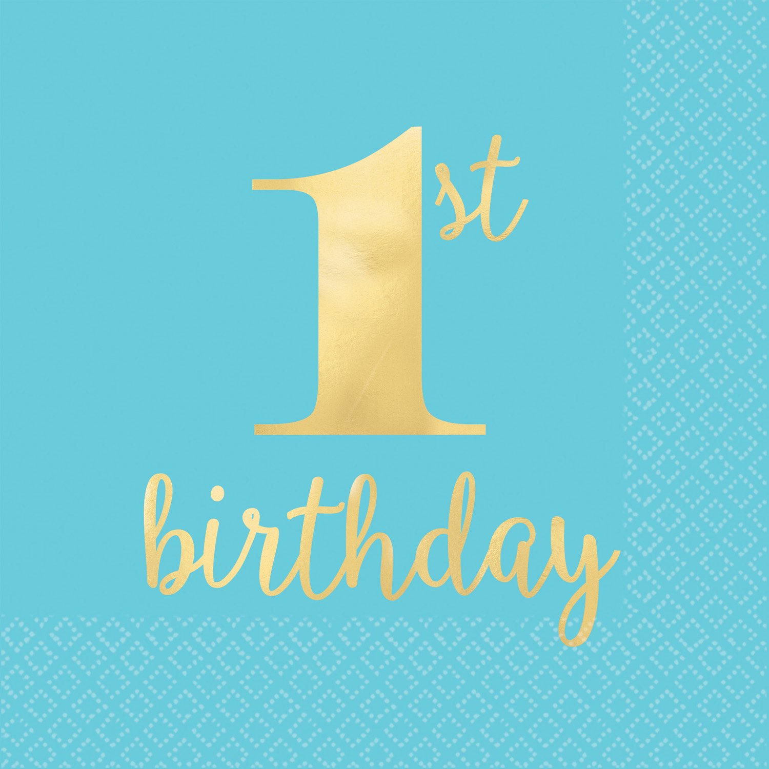 1st Birthday Blue Lunch Napkins Hot Stamped
