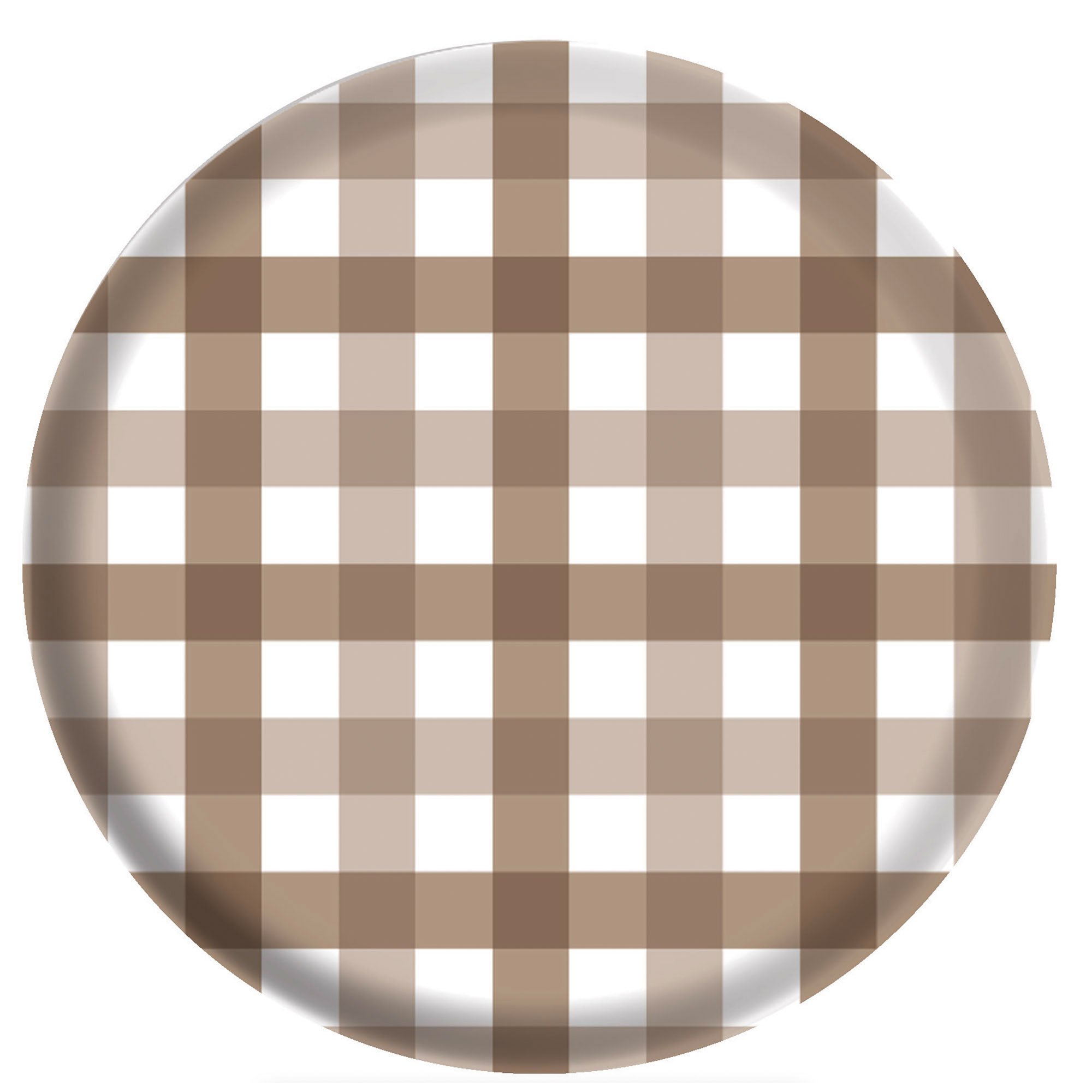 Gingham Melamine 17cm Plate Teddy Brown 4Pk