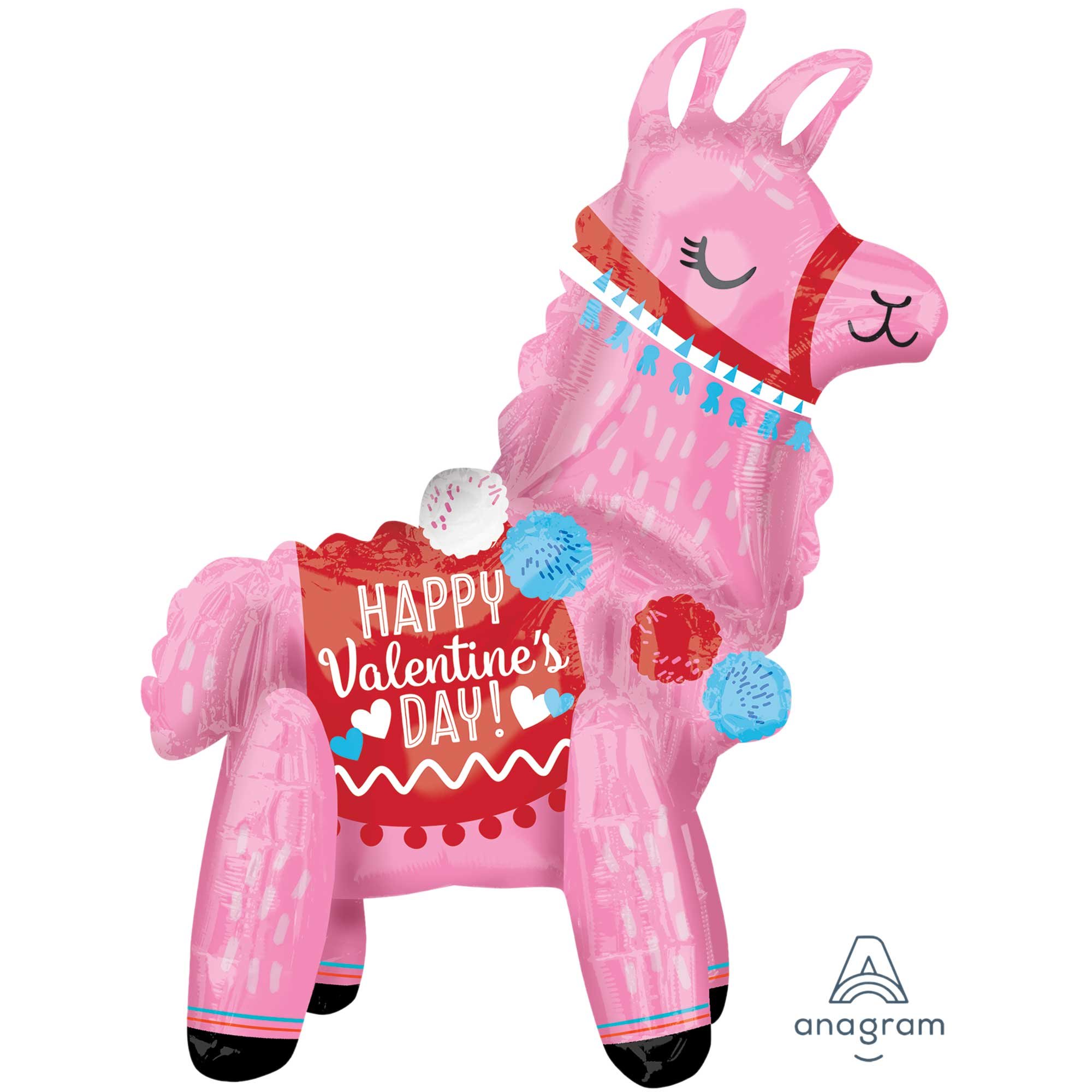 CI: Multi-Balloon Happy Valentine's Day Standing Llama A75