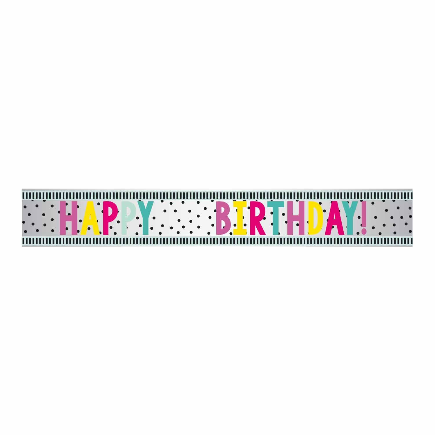 Customisable Banner Happy Birthday Dots Multi-Coloured Add-An-Age Foil 1.8m