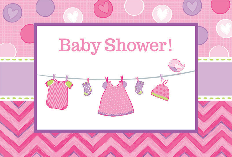 Shower with Love Girl Postcard Invitations